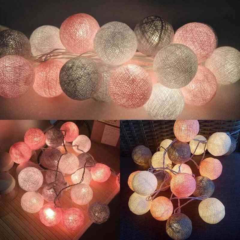 Led Cotton Ball Garland Lights String For Outdoor Holiday And Party Decoration