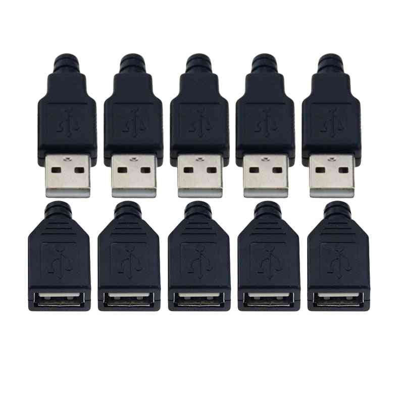 Type A Male / Female Usb 4 Pin Plug Socket Connector With Plastic Cover