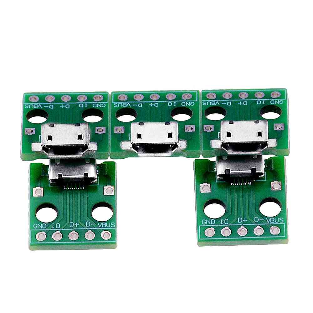 Adaptador micro usb a dip conector hembra de 5 pines tipo b convertidor de pcb tablero de interruptores placa de pruebas smt asiento madre (10 piezas-200004889 10 piezas-202408827)