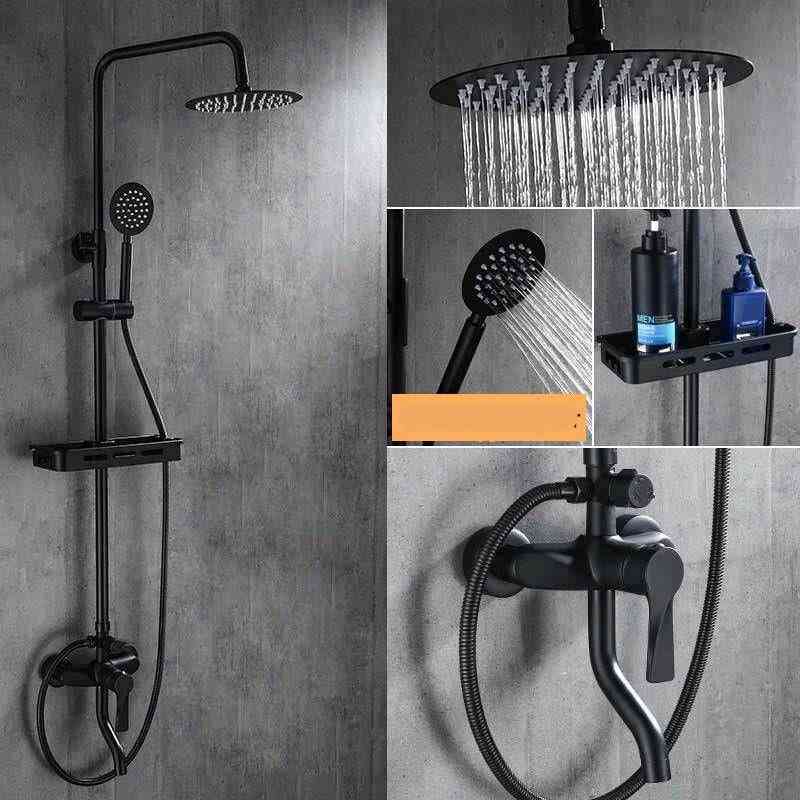 Rainfall Shower Faucets Set - Wall Mounted Mixer Tap Hot & Cold