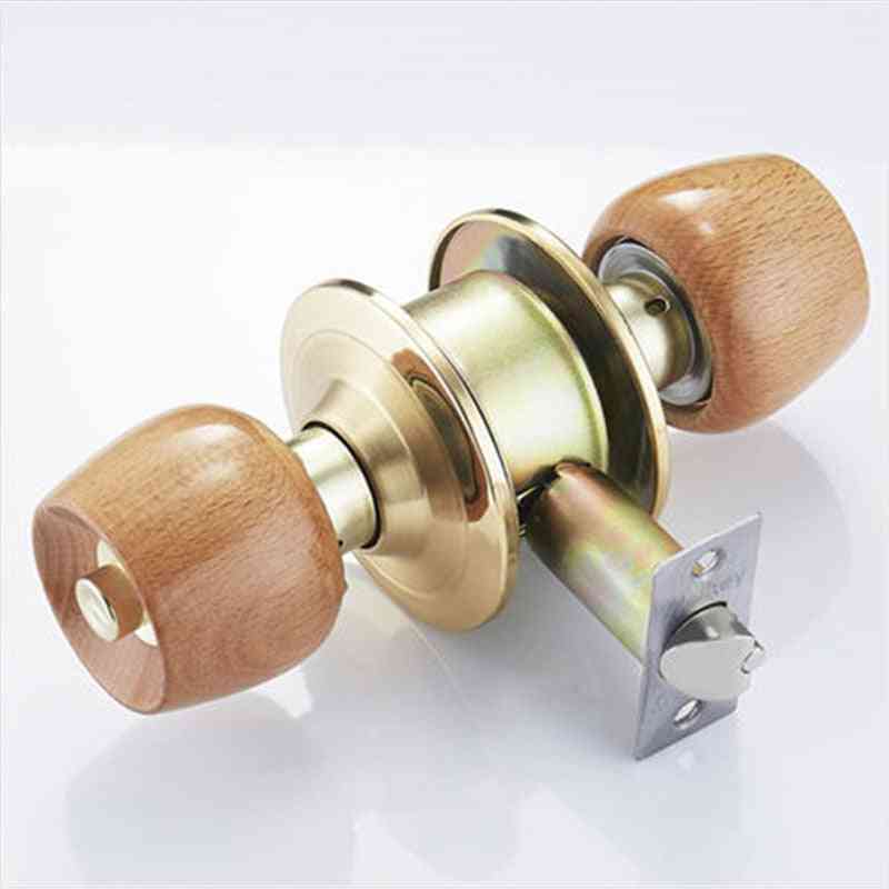 1 set trä och metall inre dörrlås - runda dörrhandtag med kula med nyckel för sovrums vardagsrum / badrumsmaskinvara - med nyckel / 60mm
