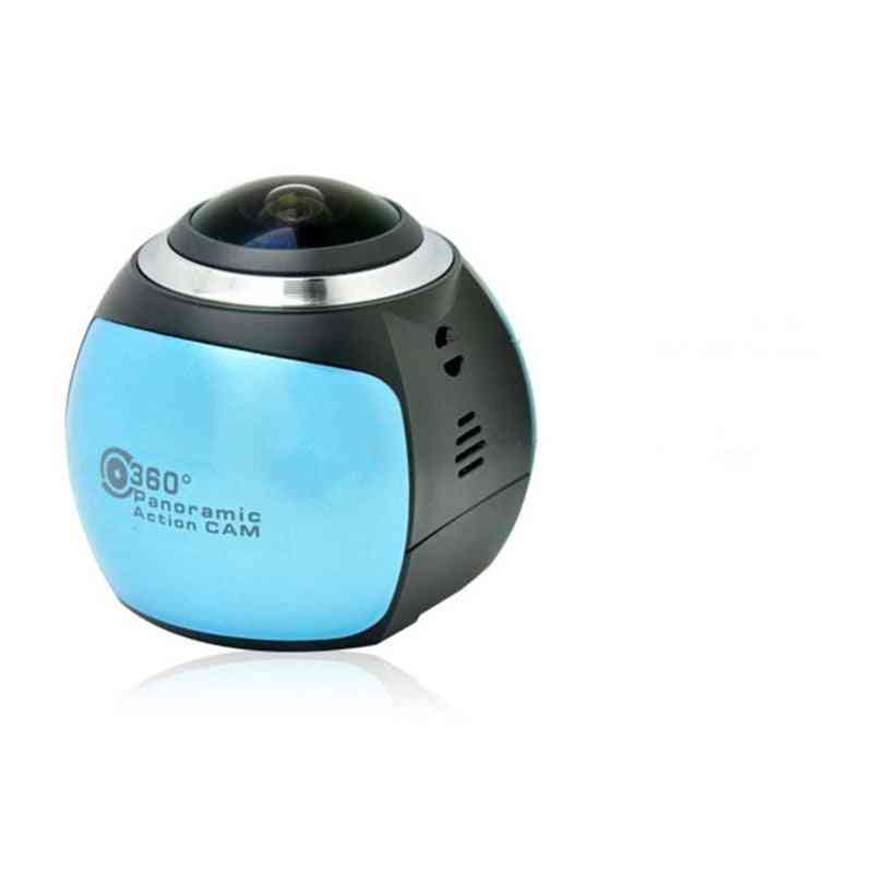 Câmera de ação 4k 360, wi-fi mini 2448 * 2448 mini câmera panorâmica ultra-hd 360 graus de condução esportiva câmera vr hdv - azul / verde / padrão