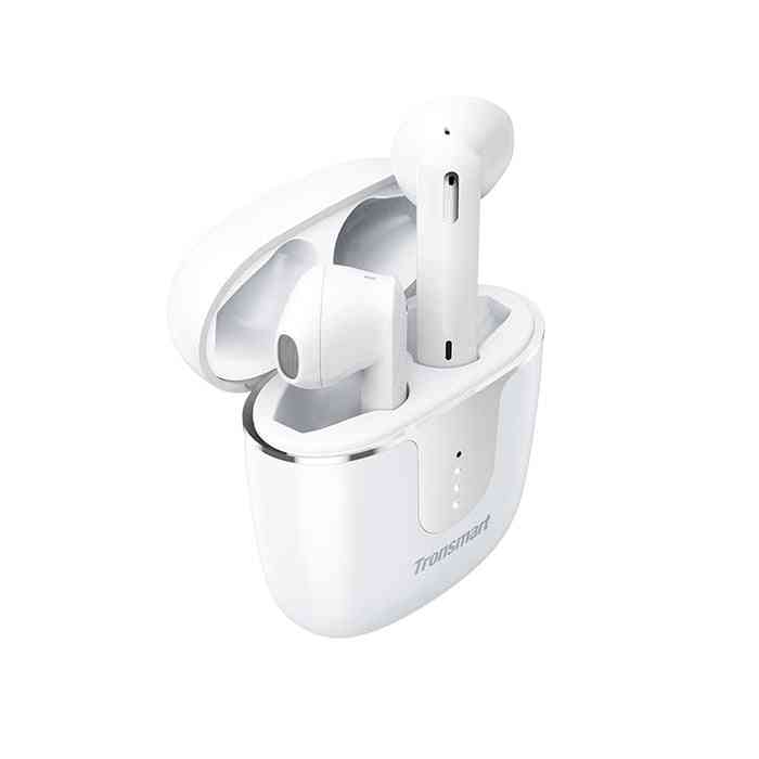 Bezprzewodowe słuchawki douszne z redukcją szumów z 4 mikrofonami, 24-godzinny czas odtwarzania - białe słuchawki