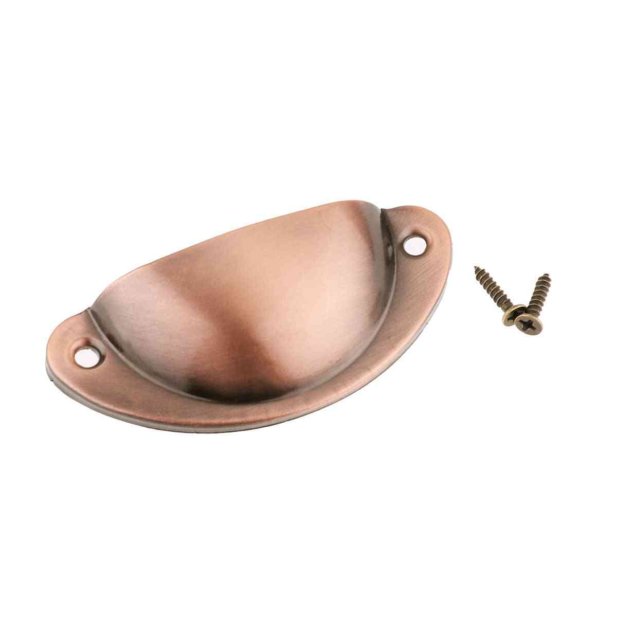 Cabinet Handle Pulls - Traditional Half Moon Shell Furniture Knobs Hardware Bin Cup With Screws Copper