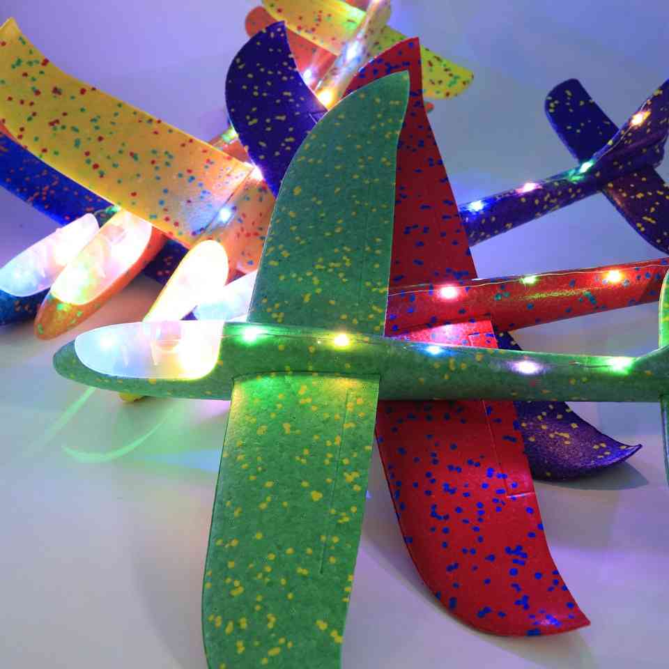 36-48 cm ręcznie rzucany latający szybowiec piankowy samolot zabawki dla dzieci prezent - 38 cm niebieski bez lampy