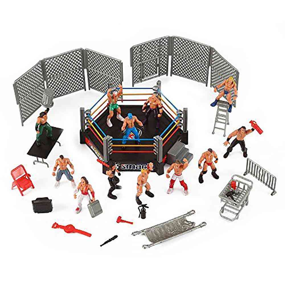 Mini Wrestling Play Set With Action Figures - Diy Realistic Wrestler