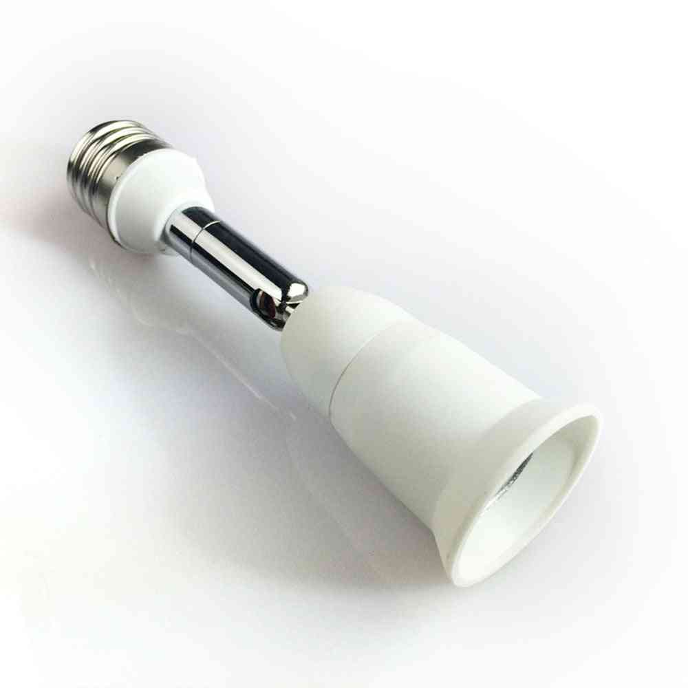 Ny fleksibel e27 til e27 led lampe base pære stikkontakt pc + aluminium hvid med 10cm forlænger lysholder konvertere -