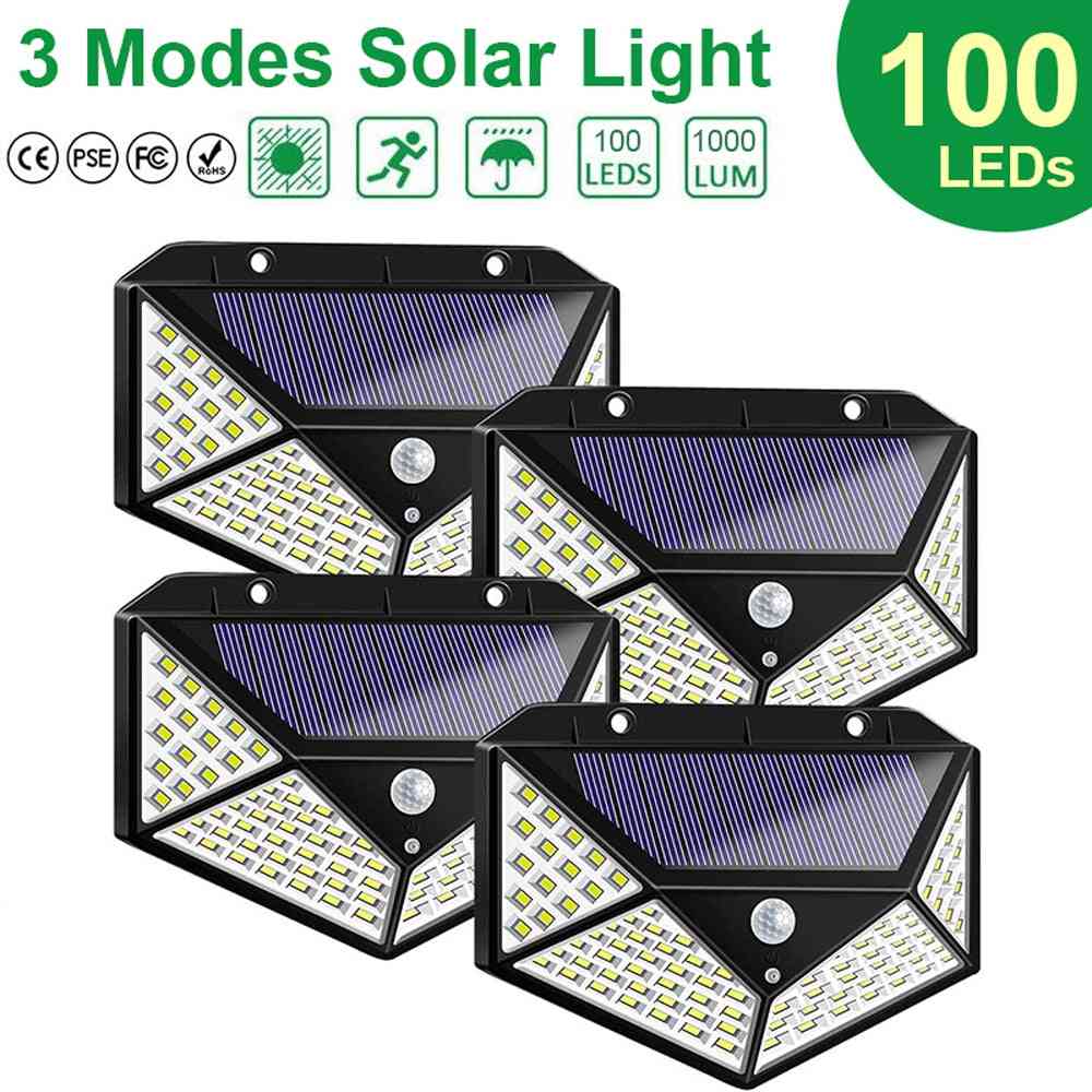 100 Led Solar Light Outdoor Solar Sunlight 3-modes Pir Motion Sensor For Garden Decoration