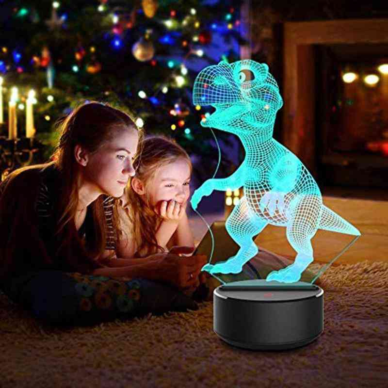 Halloween 3d dinosaurio lámpara led 7 colores control táctil luz nocturna niños regalos para sala de estar, dormitorio, decoración de mesa