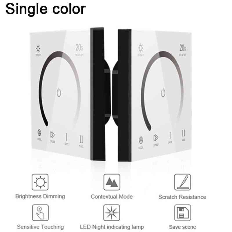86 Touch Panel-switch Dc12-24v Controller Light-dimmer Switch, Single Color/ct/rgb/rgbw Led Strip Tempered Glass Wall Switch