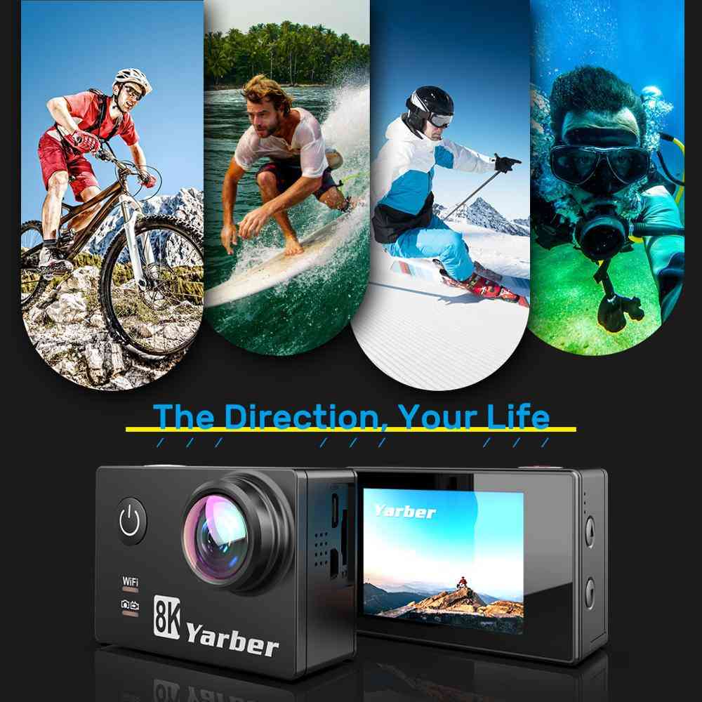 8k Wifi Action Camera-170 Degree Wide Angle