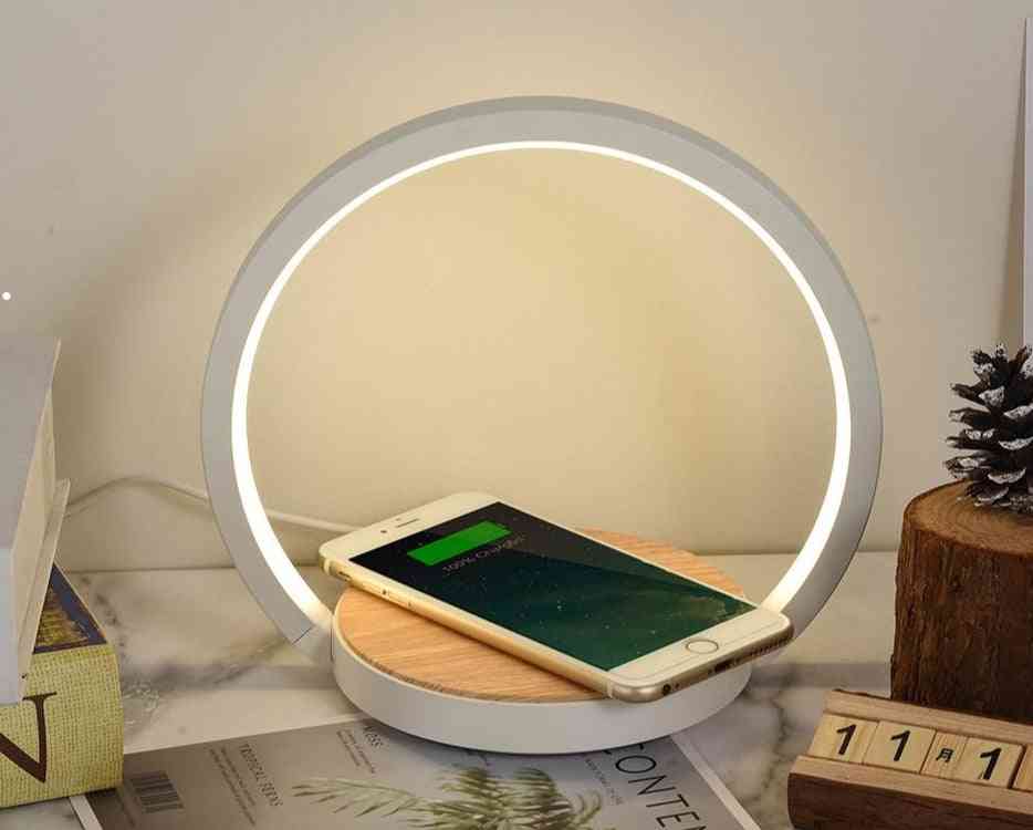 Modern Led Table-lamp For Bedroom, Wireless-charging Cell Phone Desk Lamp