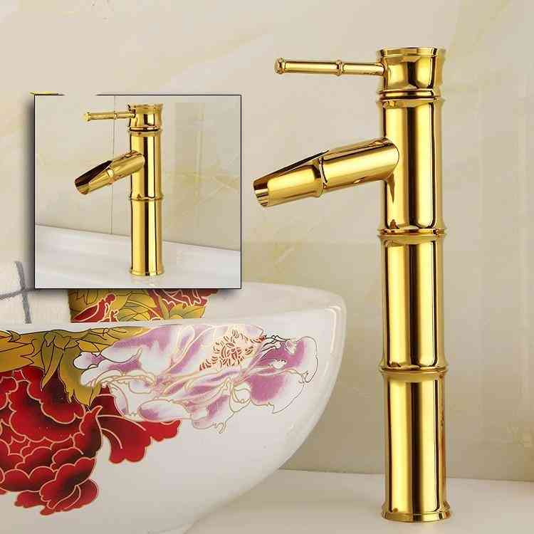 Rubinetto europeo antico in bambù placcato oro sul palco rubinetteria calda e fredda lavabo singolo