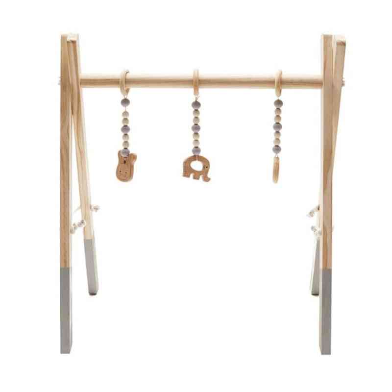 Baby ring-pull play gym, kid room decor, toy frame in legno - grigio