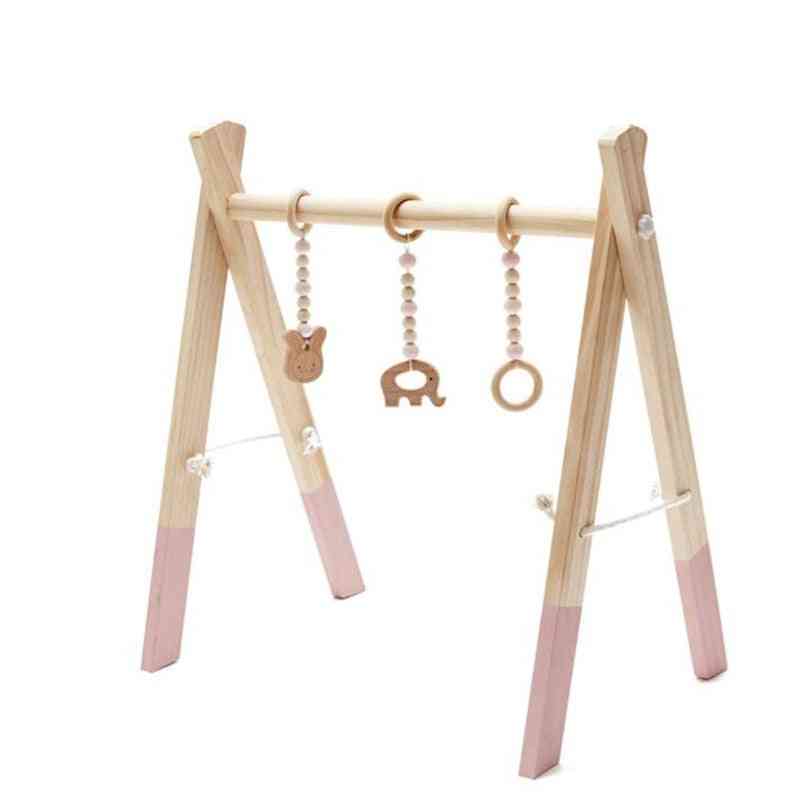 Baby ring-pull play gym, kid room decor, toy frame in legno - grigio