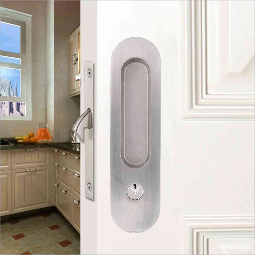 Sliding Door Lock Invisible Recessed Handle Latch -with 3 Keys