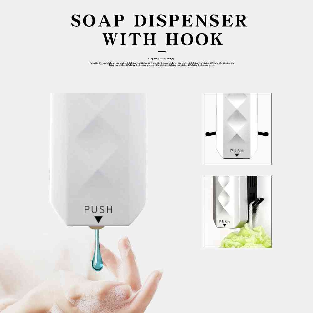 Distributeur de savon de salle de bain mural sans ongles de 350 ml, bouteille de shampoing liquide pour accessoires de salle de bain - blanc-29