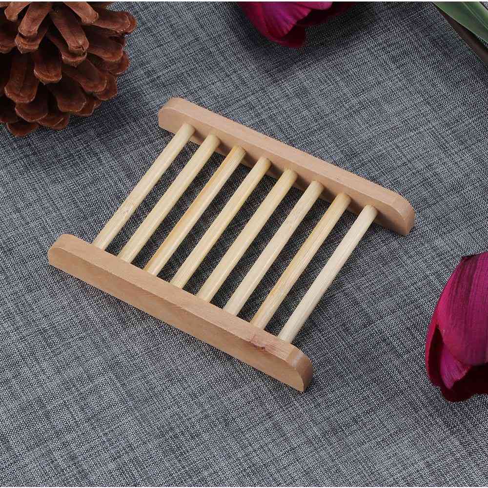Wooden Natural Bamboo Soap Dishes Tray Holder Storage Soap Rack - Plate Box Container Portable Bathroom Soap Dish Storage Box