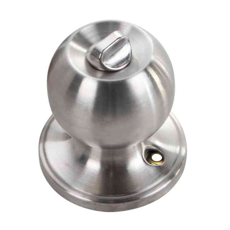 Stainless Steel, Round Door Knob Handle - Internal Entrance Passage Lock With Key