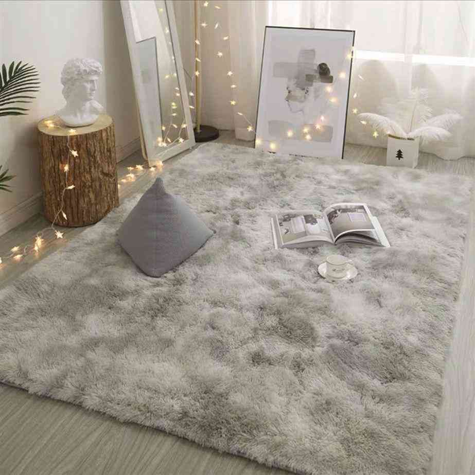 Rectangle Shaped, Tie-dye Pattern, Plush, Anti-slip And Soft Carpets For Living Room, Bedroom