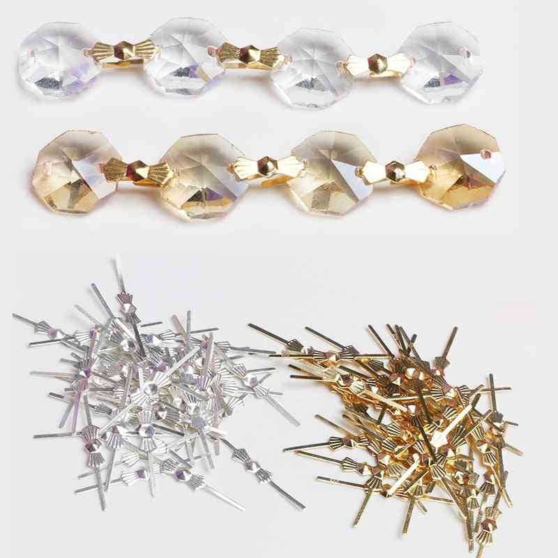 500 piezas piezas de lámpara de araña - cuenta de cristal 40 mm conector de metal pin de pajarita dorado - dorado