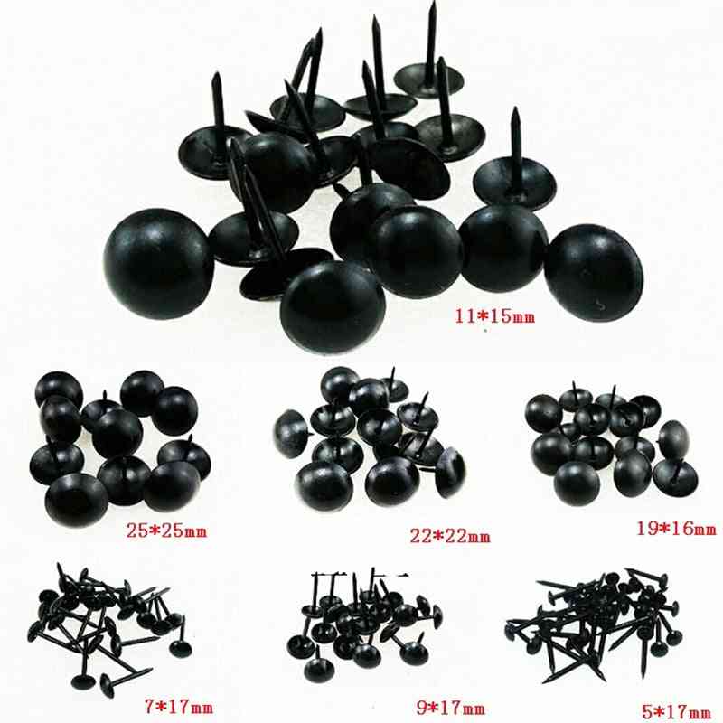 Klädsel svarta stift, dekorativa spikar i träfodral, bagageväskor, spikhuvudspikar - diameter 7 mm