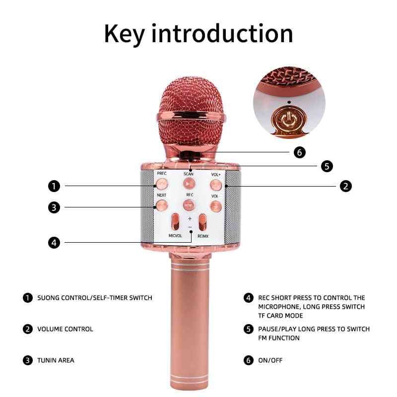 Led Lights Wireless Professional Bluetooth Microphone Studio Player, Singing Recorder