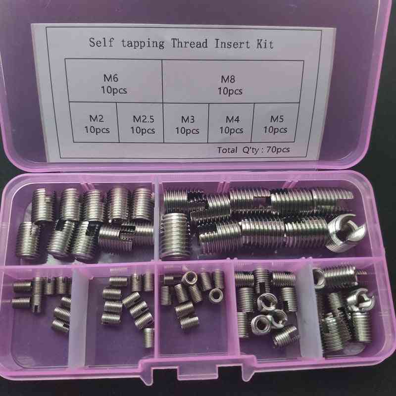 70pcs/set Stainless Steel Self Tapping Thread Slotted Inserts Set