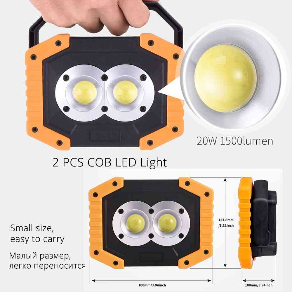 Waterproof And Portable Cob Led Work Light, Usb Rechargeable