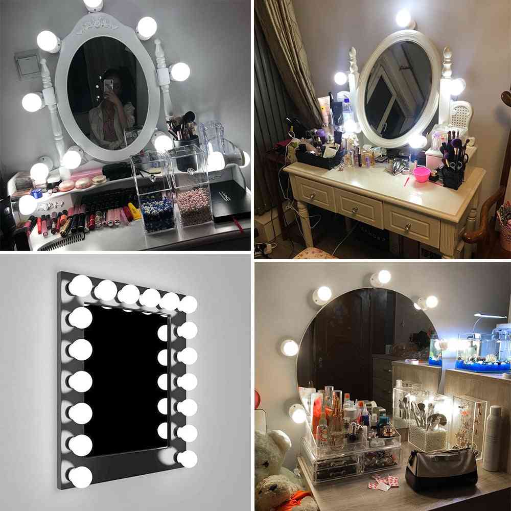 éclairage de meubles kit d'ampoule de miroir de vanité de maquillage de port usb, 12v tactile dimmable décor lampe de coiffeuse hollywood - 2 ampoules blanc / garantie de deux ans / blanc nature