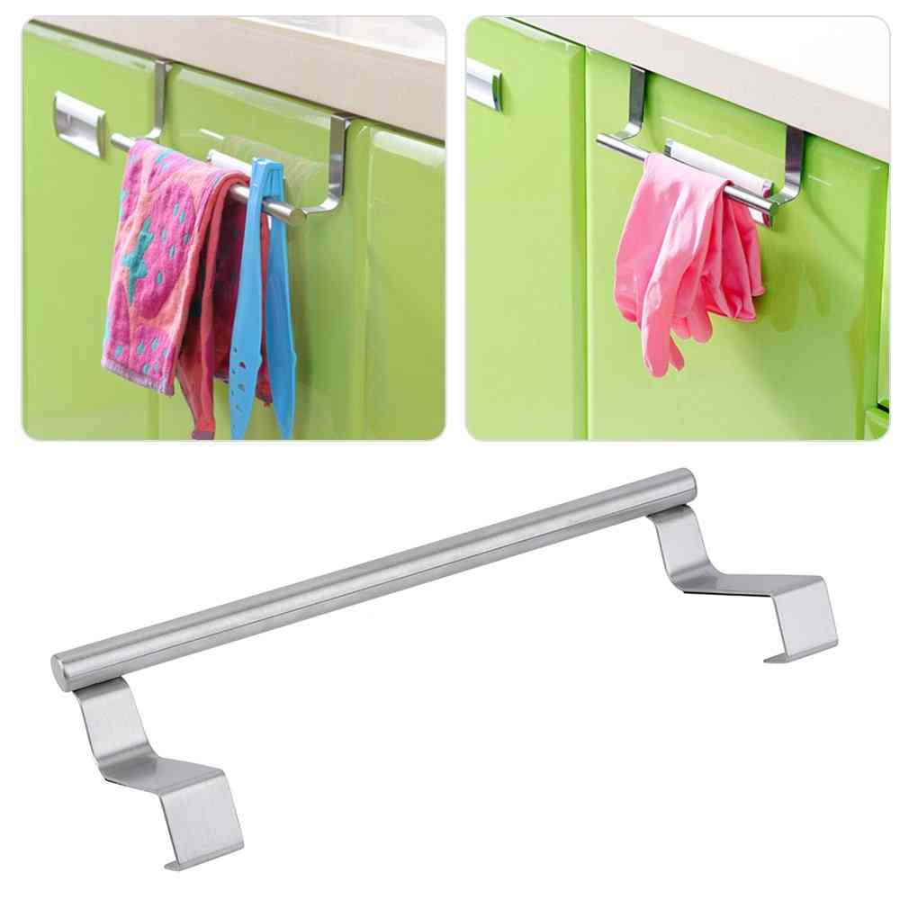 Rostfritt stål handdukshållare över köksskåpet skåpdörr hängande rack förvaringshållare tillbehör -