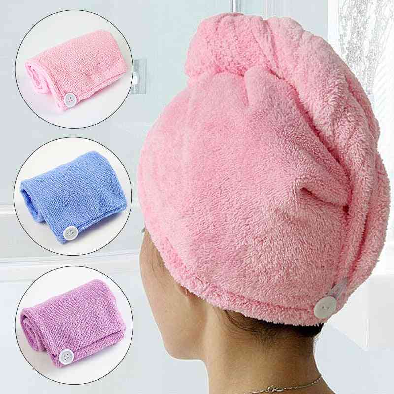 Touca de banho de cabelo, toalha de cabelo de microfibra super absorvente de água para mulheres chapéu rabo de cavalo - roxo