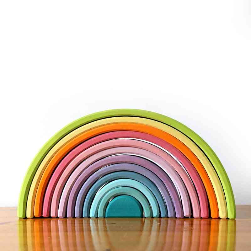 Høj kvalitet store regnbuestabler trælegetøj -kreative byggesten
