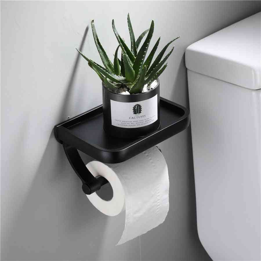 Wall Mounted Toilet Paper Holder With Phone Storage