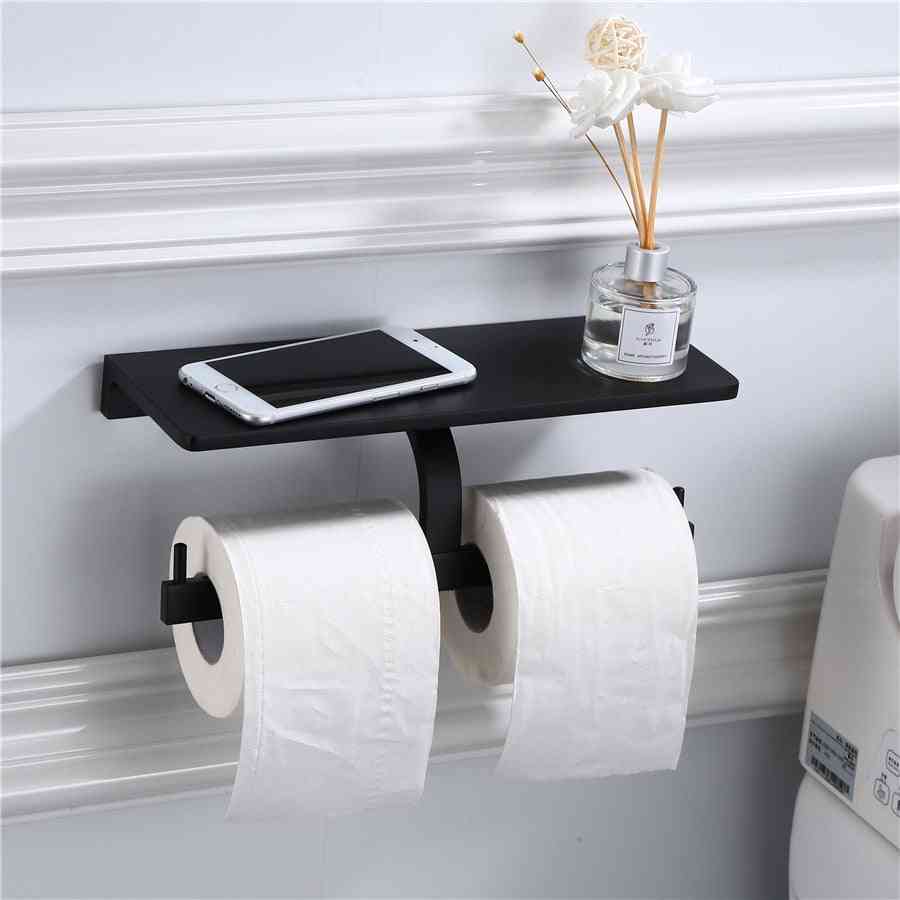 Nástenný držiak na toaletný papier s úložným priestorom na telefón