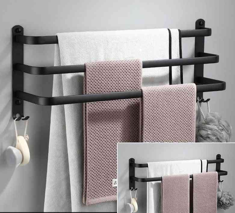 Handdukshängare handdukshängare - väggmonterat handduksställ badrumsutrymme, svart handdukstång i aluminium - 30 cm
