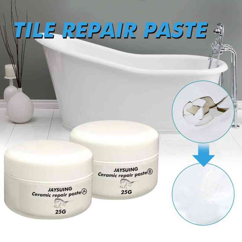 Pâte de réparation en céramique pour baignoire, carrelage et douche Kit de réparation en porcelaine pour fissure, salle de bain en céramique - type A 15g