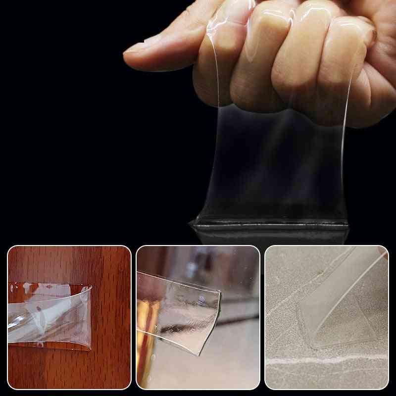 Dubbelzijdige nano-tape transparant, herbruikbaar, waterdicht plakband zonder sporen achter te laten - transparant / 3cm / 1m
