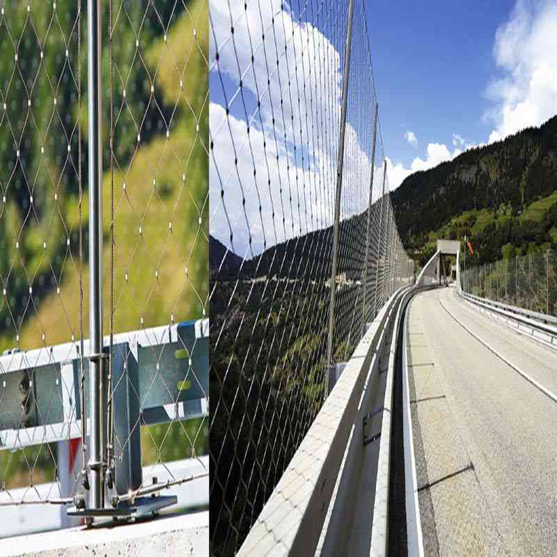 Cable de malla de cuerda de alambre de acero inoxidable de balaustrada flexible para escalera de puente -