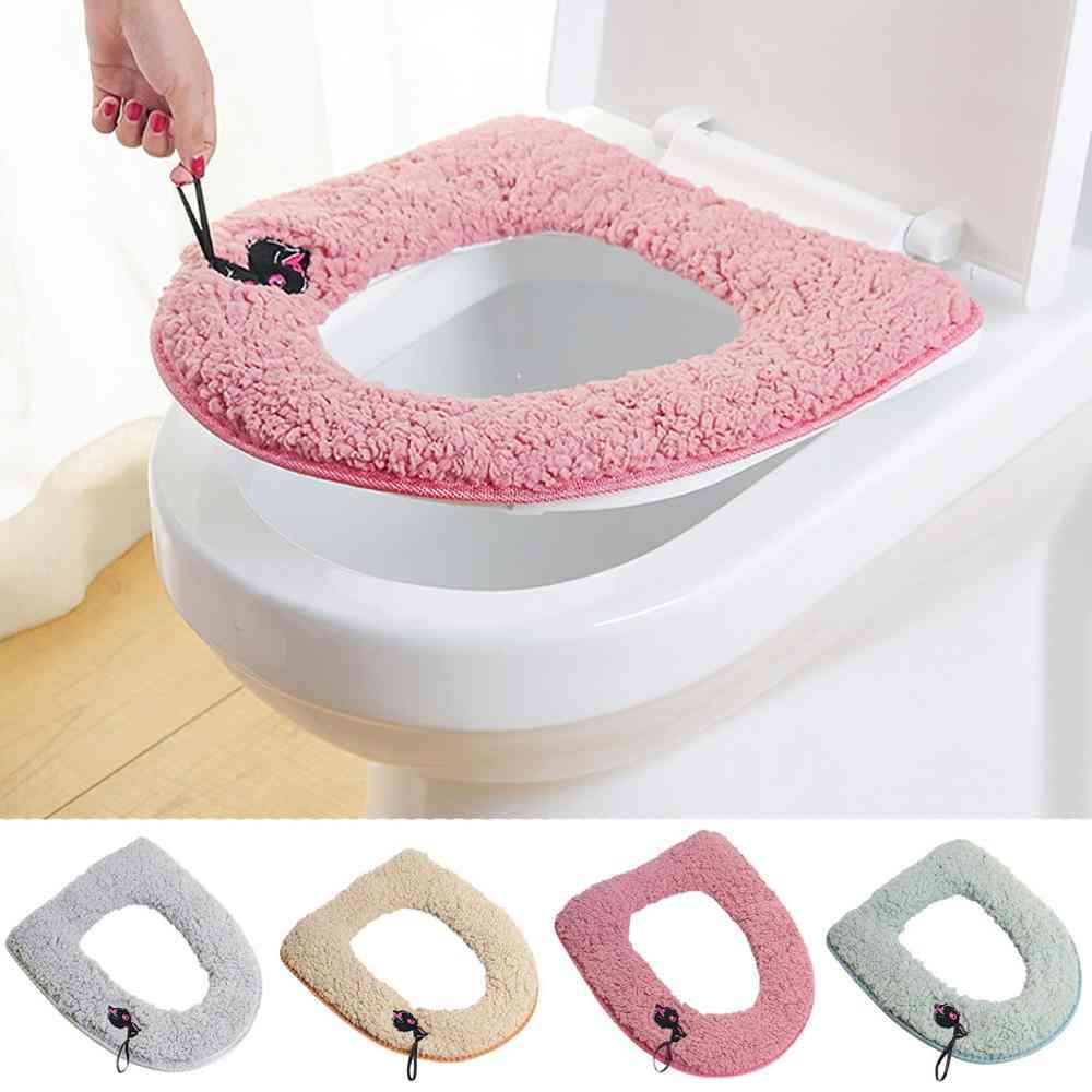 Toilet Seat Glued Type Case - Washable Cute Embroidered