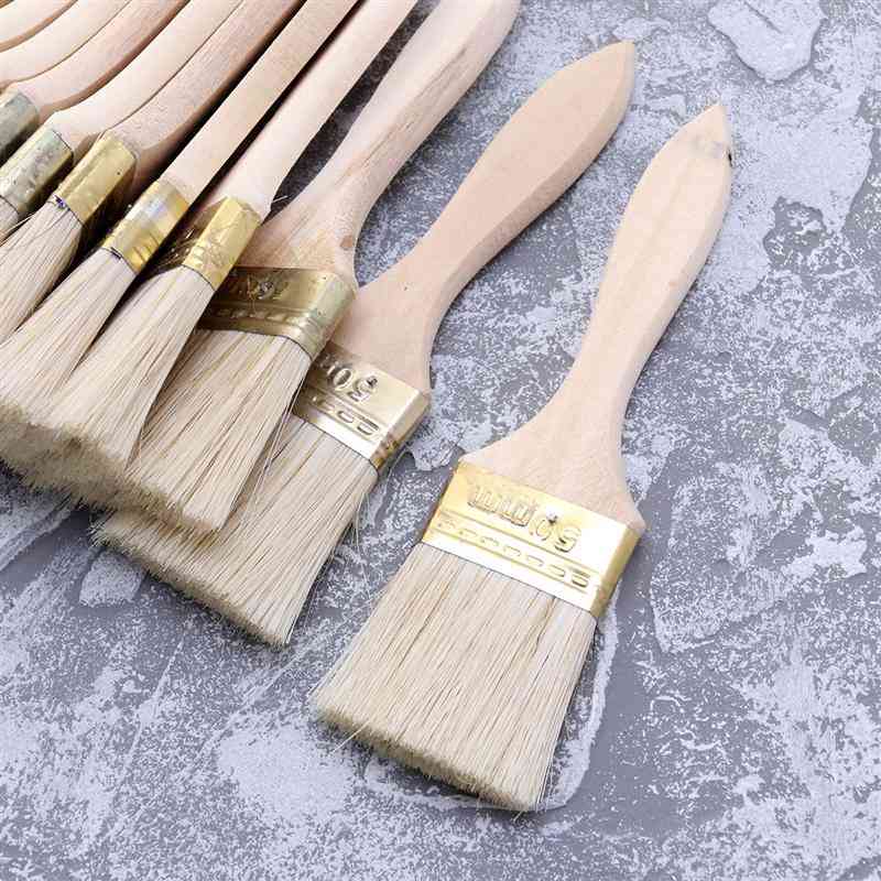 Cepillo de cerdas con mango de madera de 23 piezas para pintar paredes y muebles (2 pulgadas, mango delgado)
