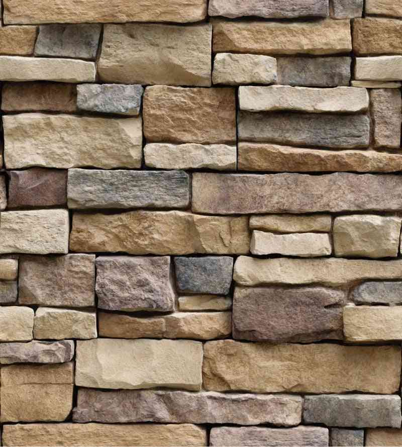 Self-adhesive 3d Rock Motif-wall Stickers Paper For Home Decor