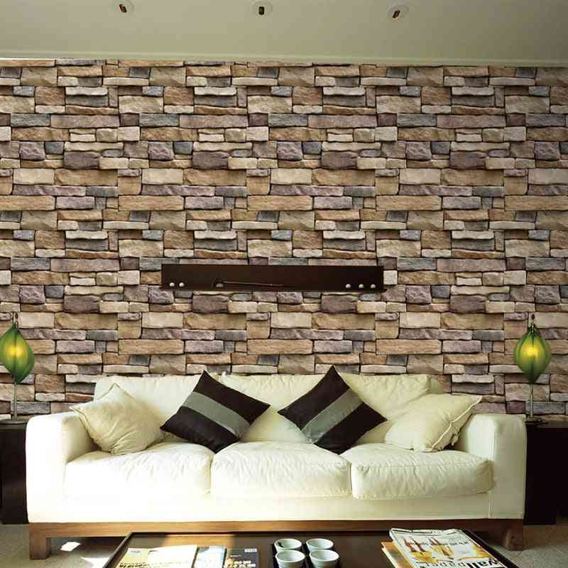 Self-adhesive 3d Rock Motif-wall Stickers Paper For Home Decor
