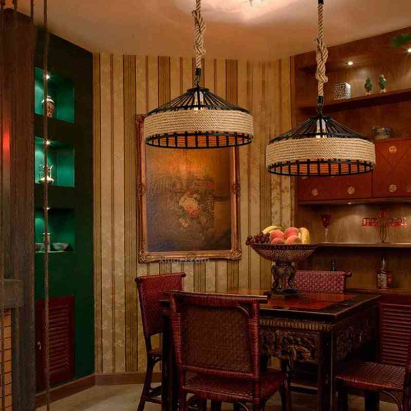 Retro Vintage Style-hemp Rope Design, Hanging Lamp For Decoration