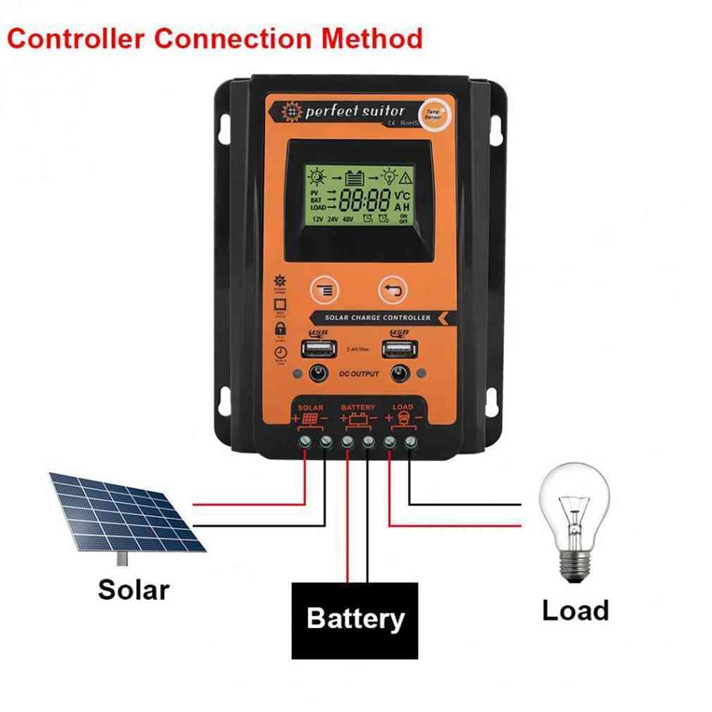 Pwm auto solar laadontladingscontroller met lcd-batterij - 50 A.