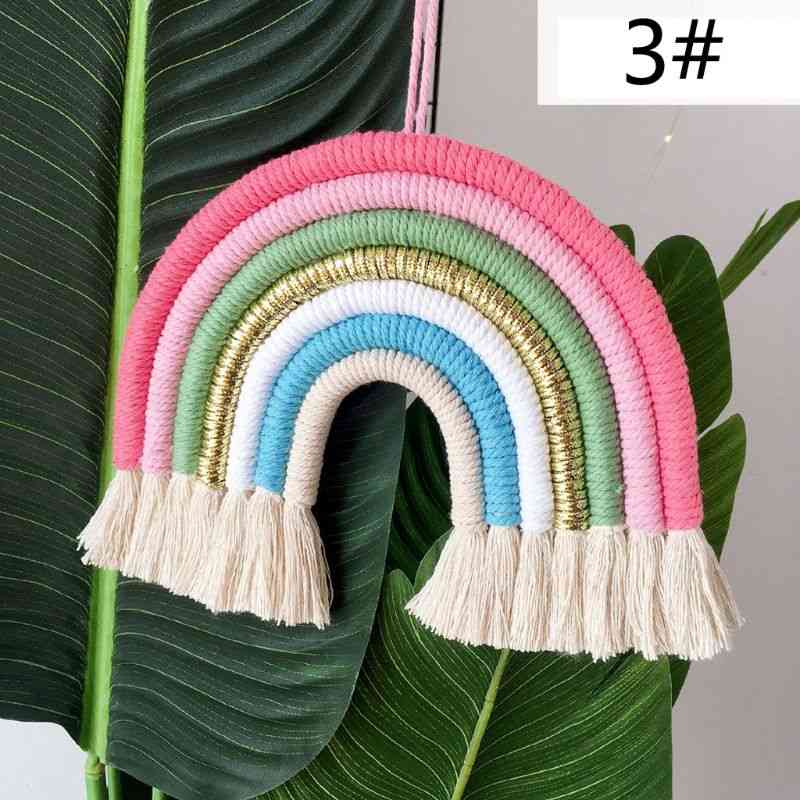 Nordic Style, Hand-woven Rainbow Tapestry- Boho Tassel Wall Hanging Ornaments