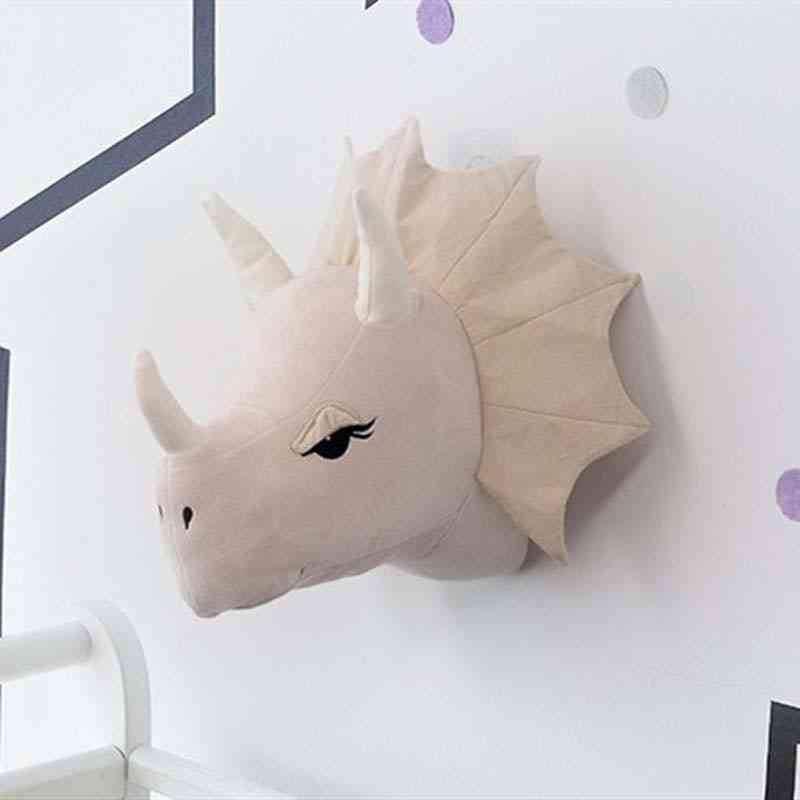 Nordic Plush Toy, Dinosaur, Unicorn, Animal Head For Wall Decoration