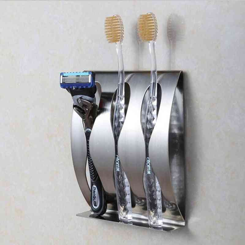 Uudet reiät itsekiinnittyvä hammasharjan järjestäjälaatikko - ruostumattomasta teräksestä valmistettu seinäteline hammasharjanpitimen koukku