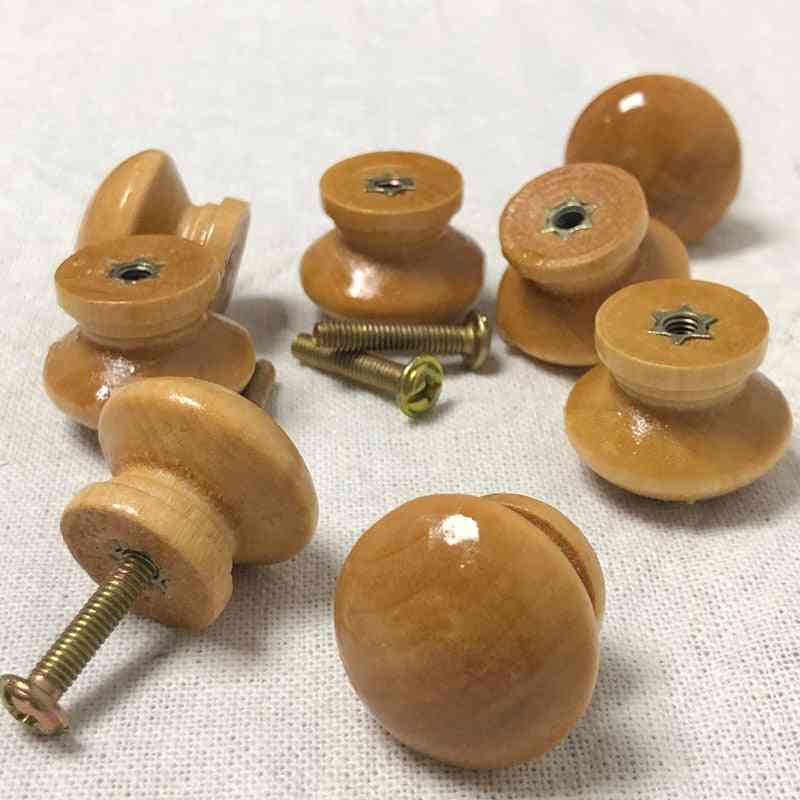 Wooden Knob Drawer Pulls, Cabinet Wardrobe Handle Round Knobs
