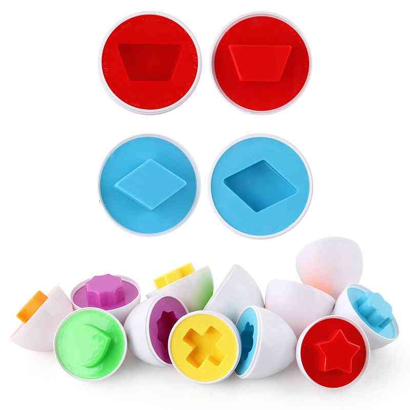 6stk / sæt parring af smarte ægmontering - geometrisk & symbolform / farvetilpasning lærende pædagogisk børnelegetøj